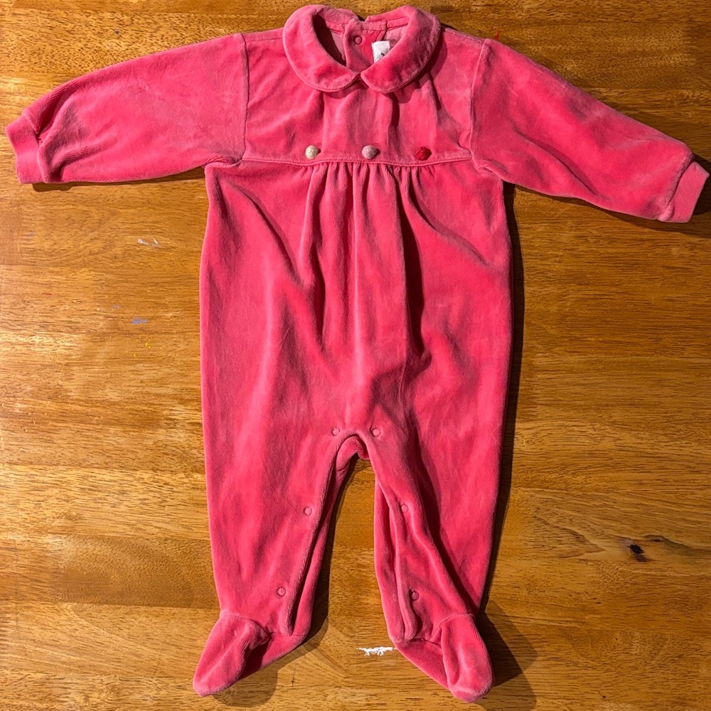 Baby Pink Plush Footed One-Piece Romper